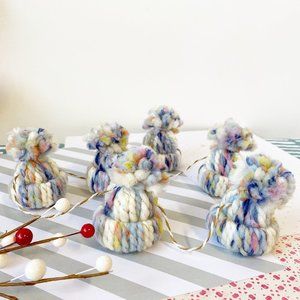 Handmade Winter Mini Knit Beanie Hat Christmas Garland Christmas Decorations